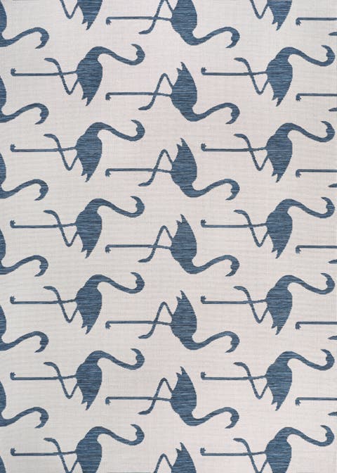 Liana Casual Coastal Flamingos Two-Tone Indoor/Outdoor Area Rug