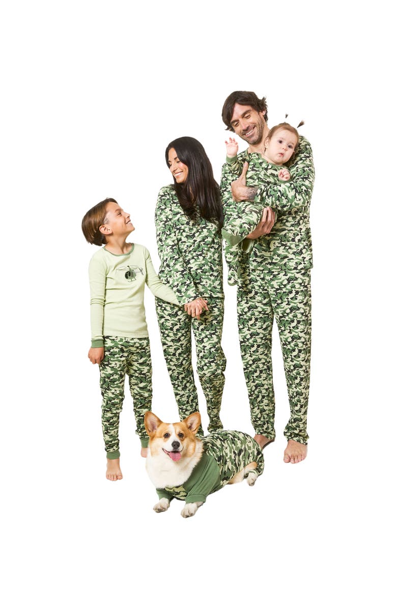 Leveret Kids Footed Cotton Matching Family Pajamas, Whimsy & Fantasy Prints, Alternate, color, Camouflage