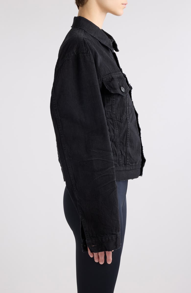 Balenciaga Small Fit Denim Crop Jacket, Alternate, color, 