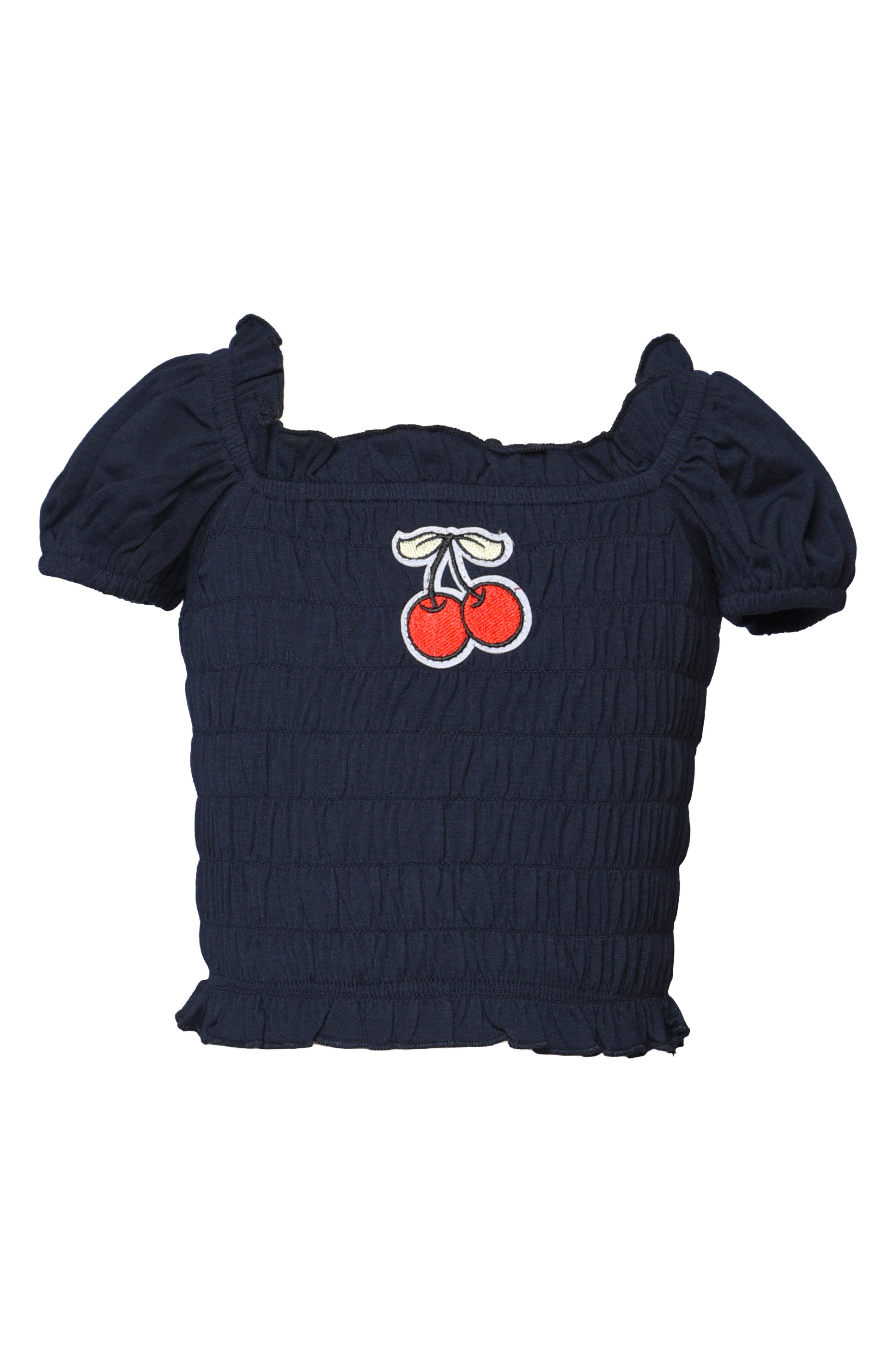 Sara Sara Kids' Smocked Puff Sleeve Top