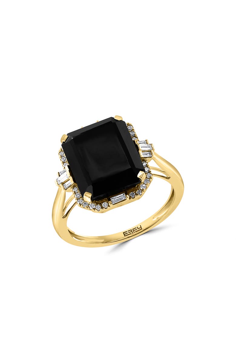 EFFY 14K Yellow Gold Diamond Onyx Ring - Size 7 - 0.2 ctw., Main, color, Black