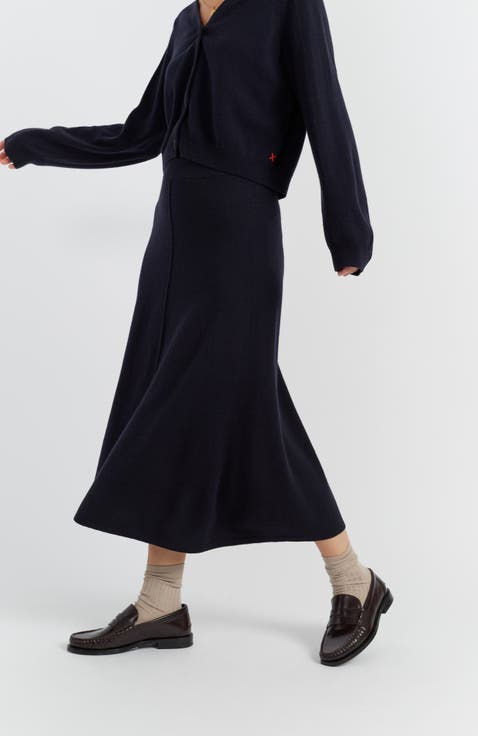 Wool Cashmere Midi Skirt