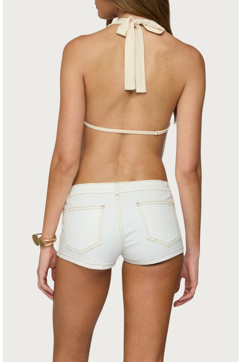 Beaded Cowl Neck Open Back Halter Top, Alternate, color, CREAM