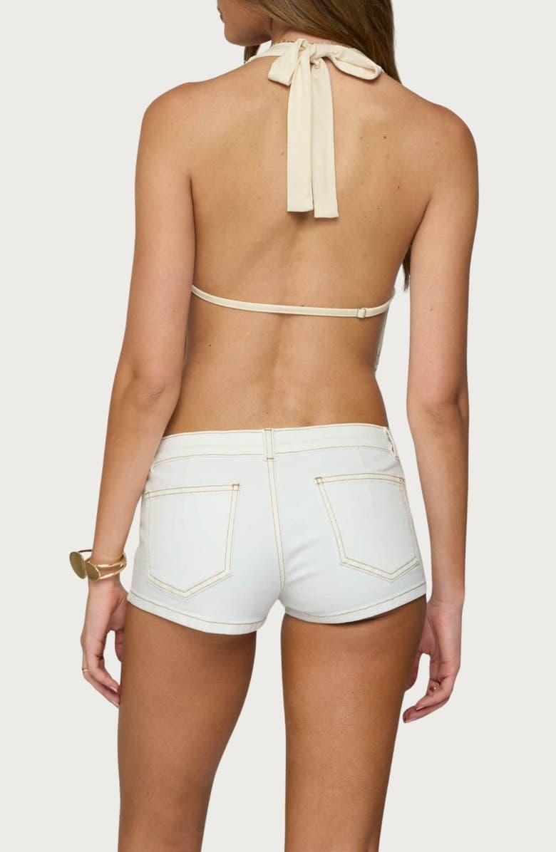 EDIKTED Beaded Cowl Neck Open Back Halter Top, Alternate, color, Cream