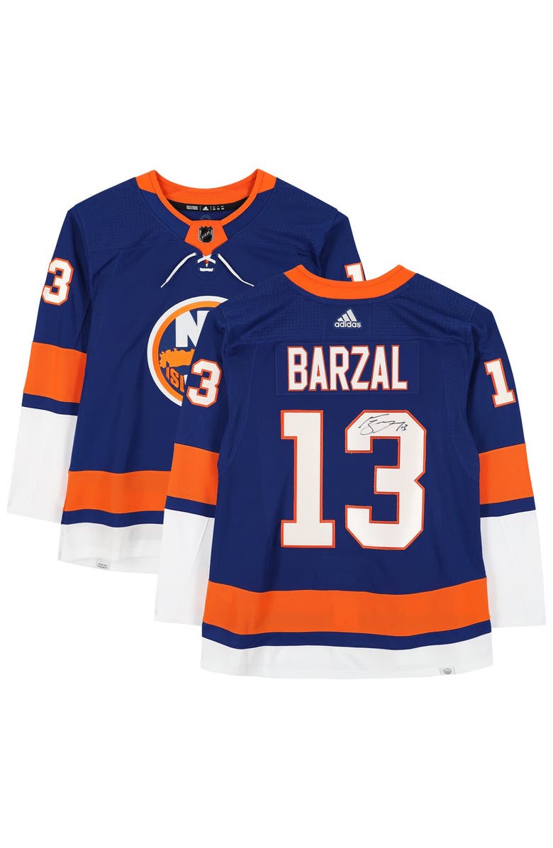 FANATICS AUTHENTIC Mathew Barzal New York Islanders Autographed Blue Adidas Authentic Jersey, Main, color, 