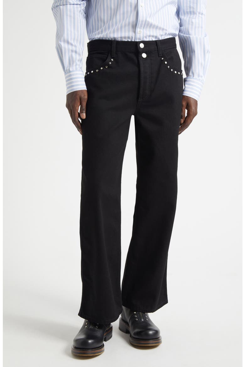Studded Crop Painter Jeans, Main, color, BLACK