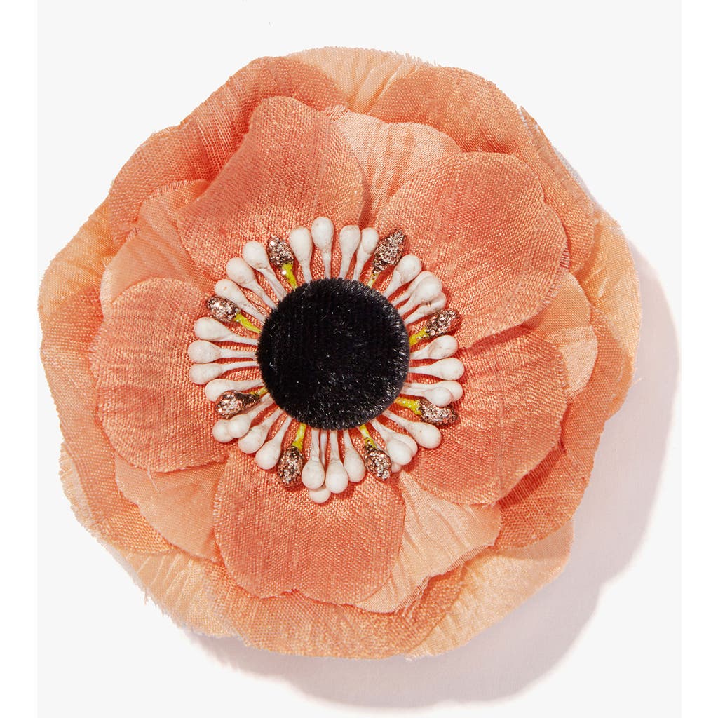 Helena Simon The Peach Anemone Floral Brooch In Orange