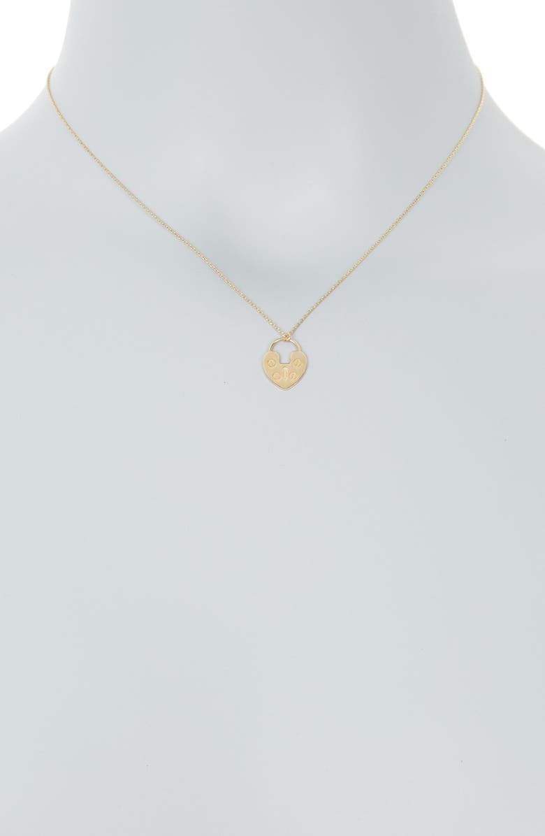 Ember Fine Jewelry Heart Lock Pendant Necklace, Alternate, color, Gold