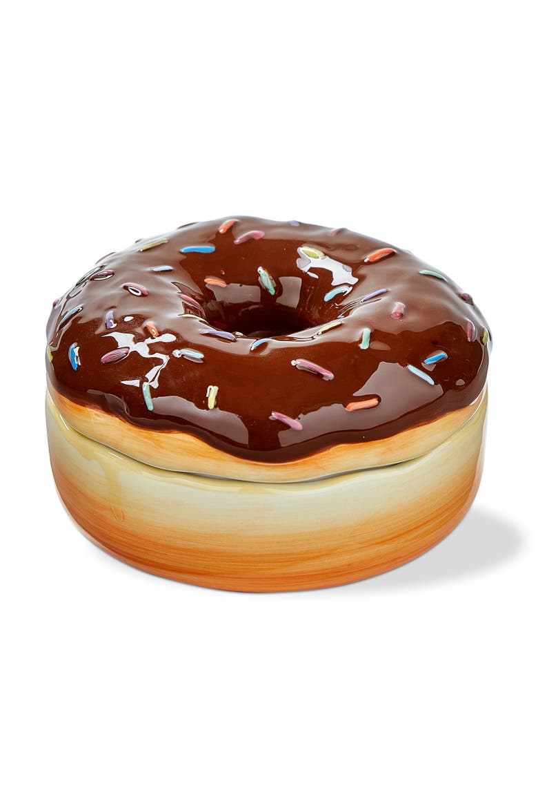 Chocolate Sprinkle Donut Trinket Dish Decorative Tray, Main, color, Brown