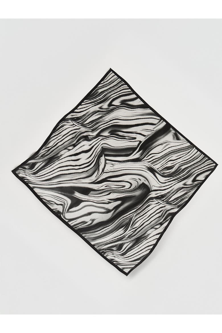 Marble Print Silk Scarf, Alternate, color, Black/White