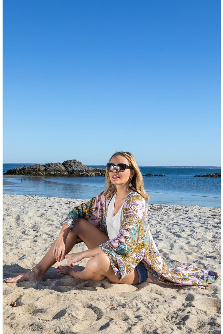 Medallion Print Duster, Alternate, color, PINK