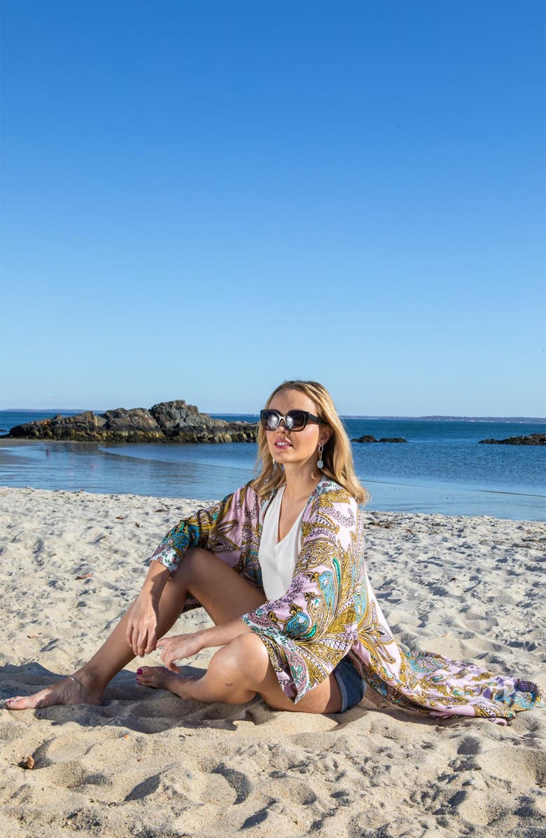 SAACHI Medallion Print Duster, Alternate, color, Pink