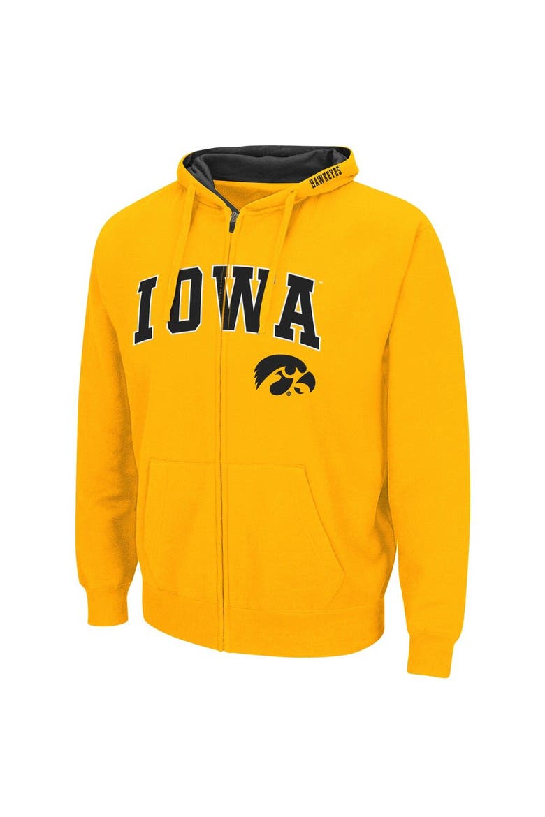 Men's Colosseum Gold Iowa Hawkeyes Arch & Logo 3.0 Full-Zip Hoodie, Alternate, color, Gold