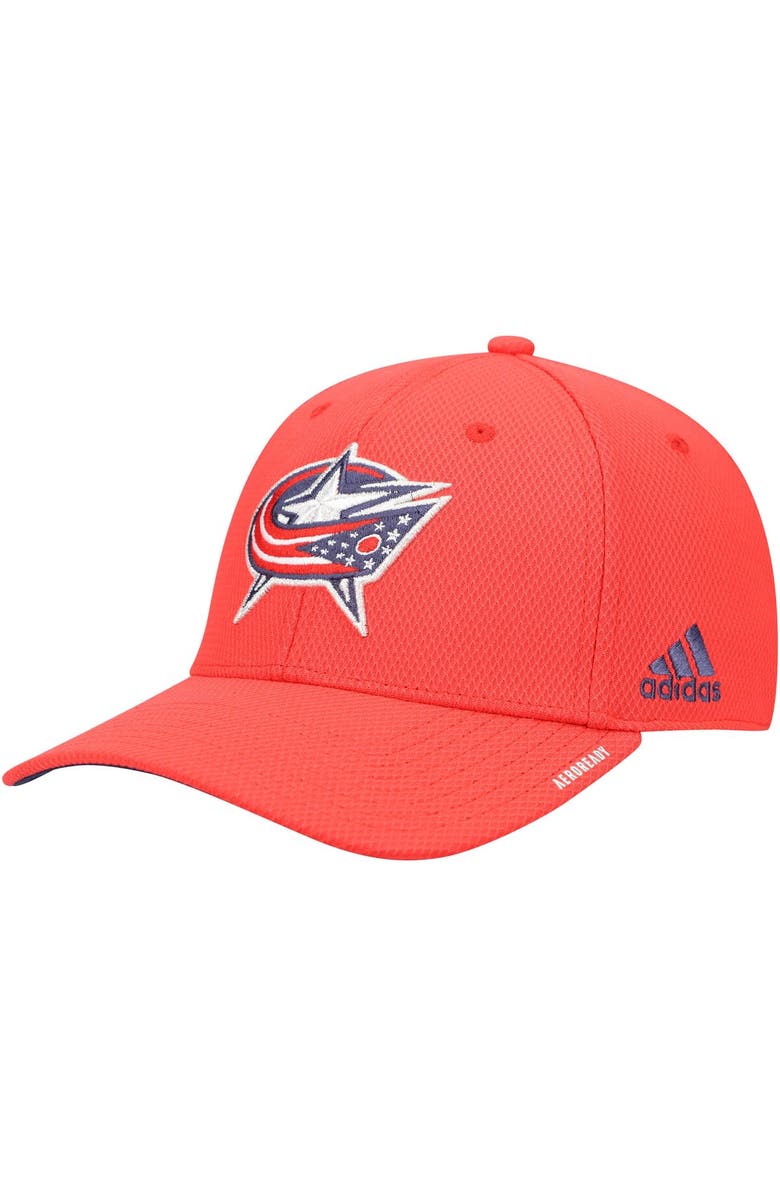 adidas Men's adidas Red Columbus Blue Jackets Locker Room Coach Flex Hat, Main, color,