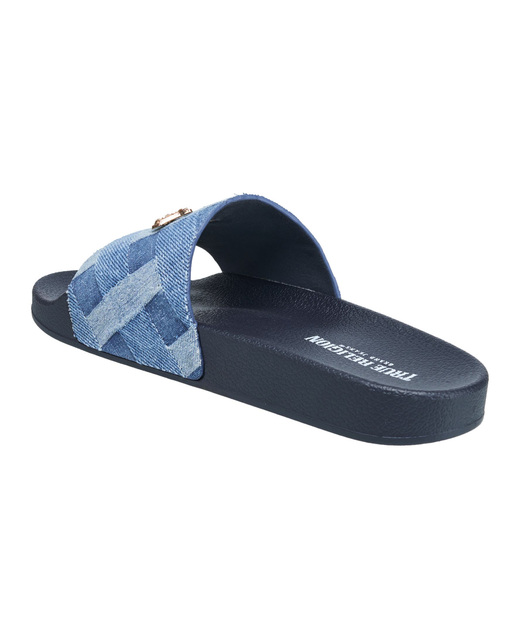 True Religion Spice Pool Slide, Alternate, color, Denim