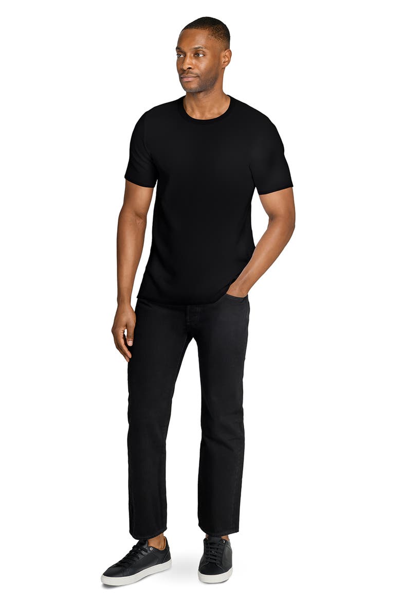 Asher Black Slub Stretch Cotton & Modal T-Shirt, Alternate, color, BLACK