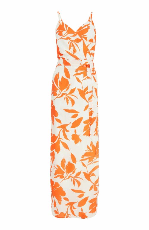 Quiz Crepe Maxi Dress With Slit In Multi
