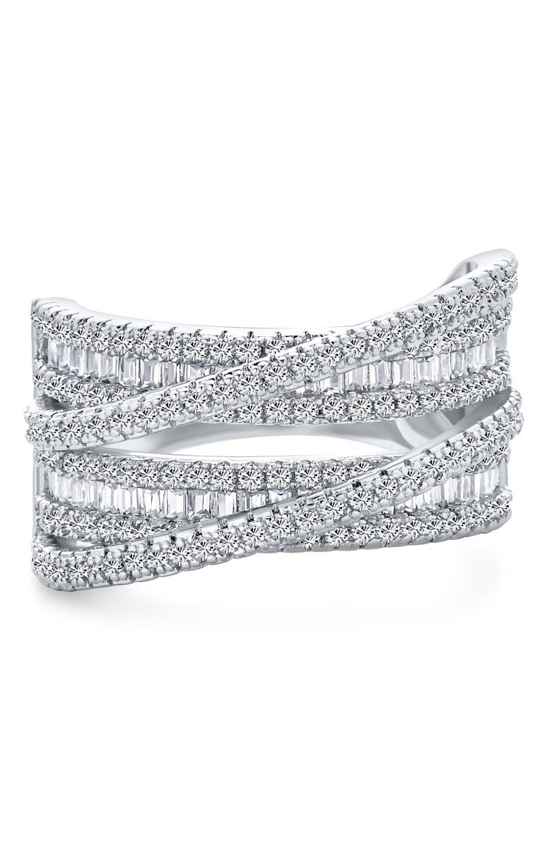 BLING JEWELRY Art Deco Crisscross Cubic Zirconia Ring, Alternate, color, 