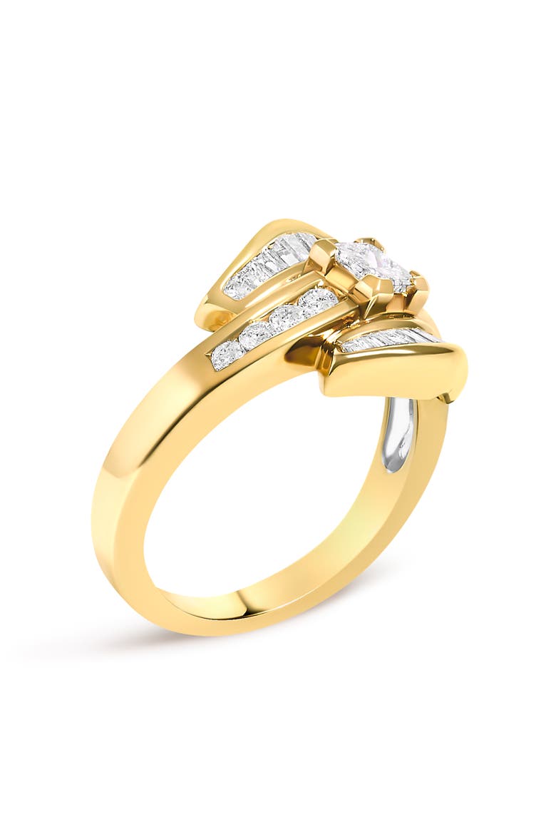 14K Yellow Gold 1.0 Cttw Princess Diamond Geometric Cocktail Ring, Alternate, color, Yellow Gold