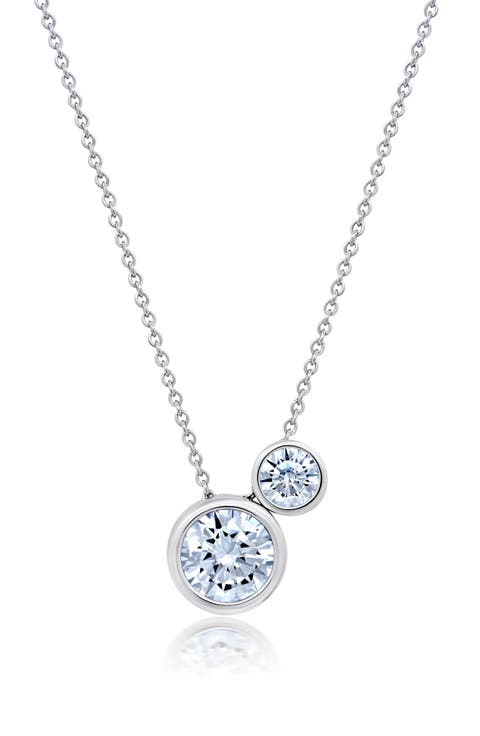 Cubic Zirconia Two-Stone Pendant Necklace