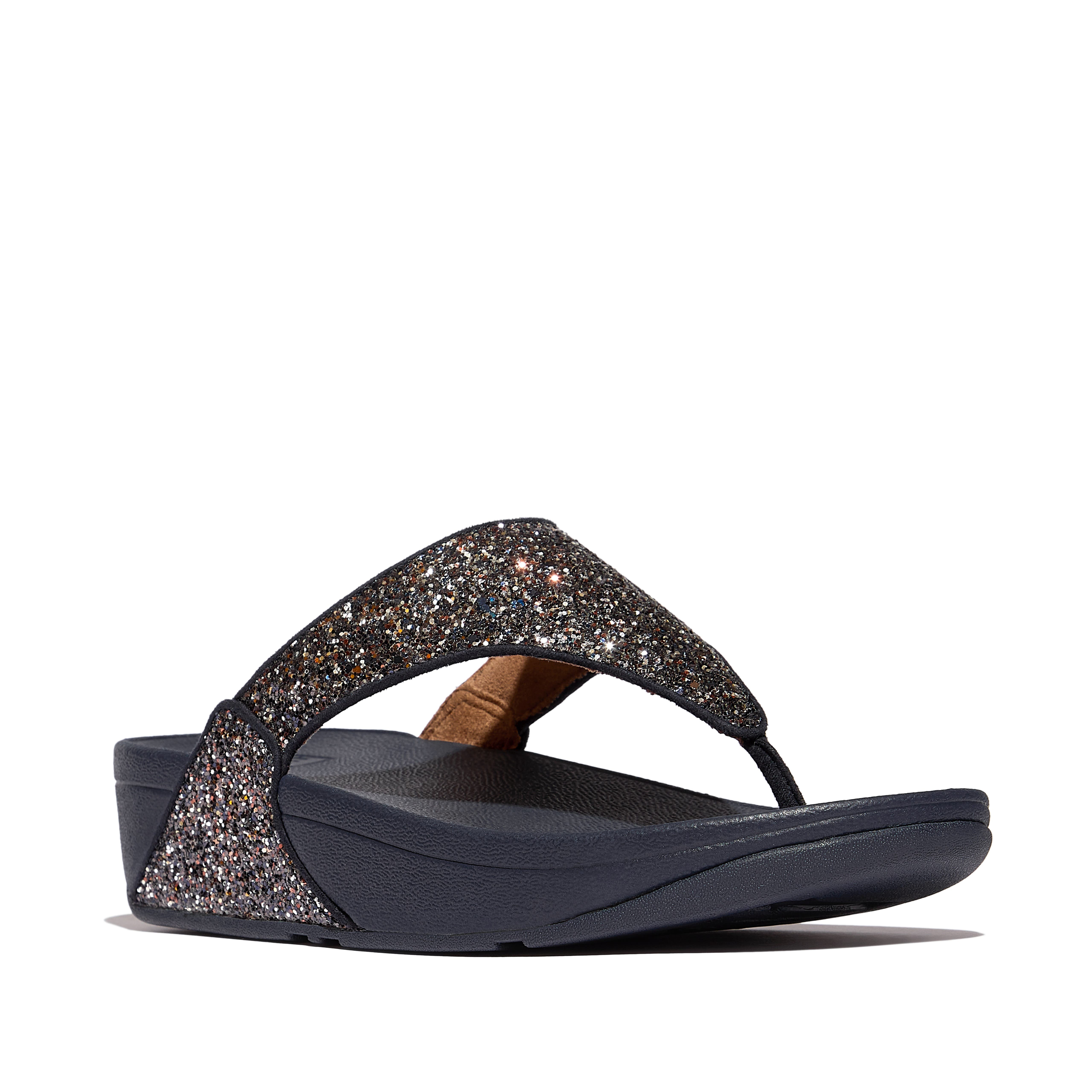FitFlop Lulu Multi Tonal Glitter Toe Post Sandals, Main, color, Midnight Navy Mix