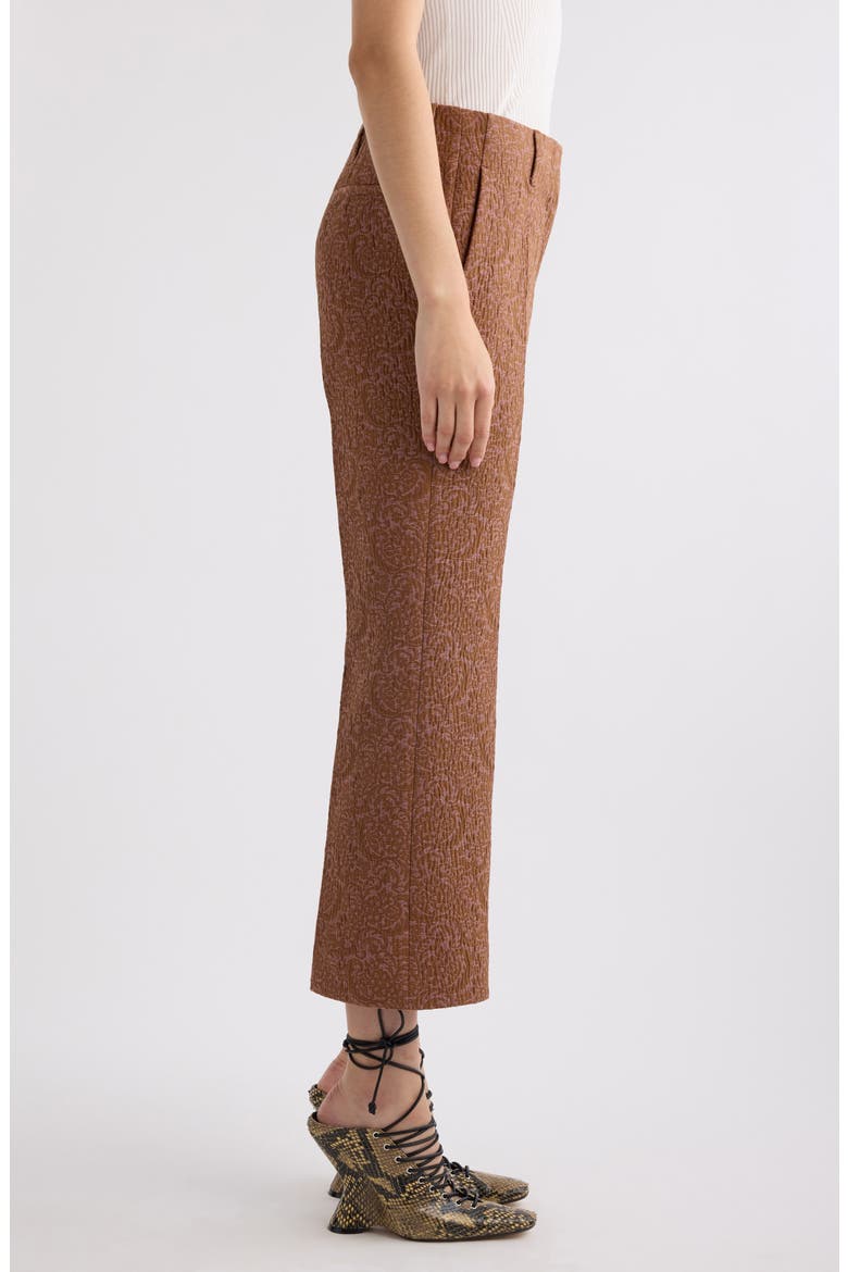 Paloma Floral Jacquard Crop Straight Leg Pants, Alternate, color, PEACH