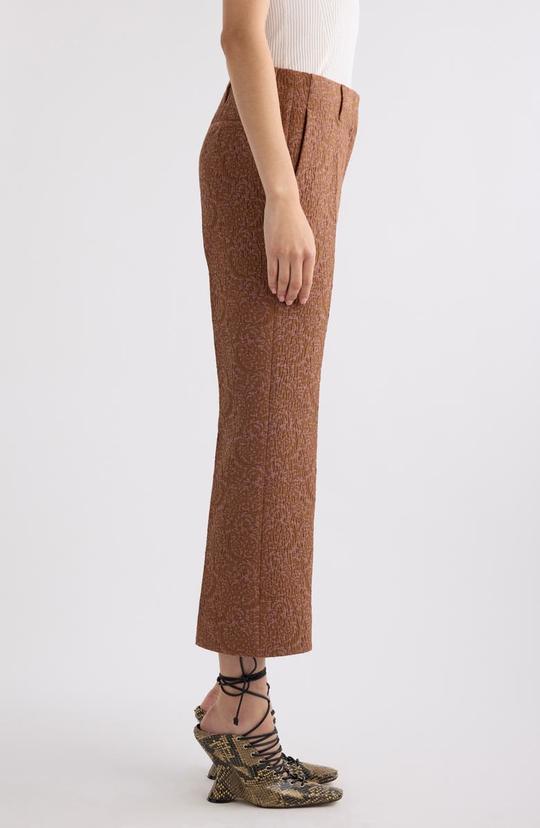 Dries Van Noten Paloma Floral Jacquard Crop Straight Leg Pants, Alternate, color, Peach