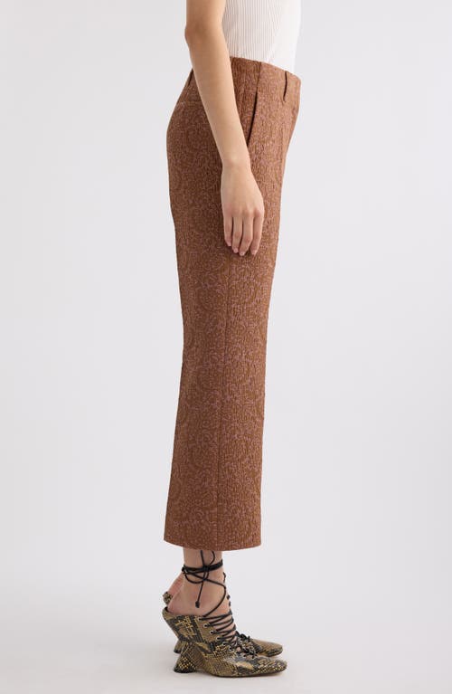 Dries Van Noten Paloma Floral Jacquard Crop Straight Leg Pants In Peach