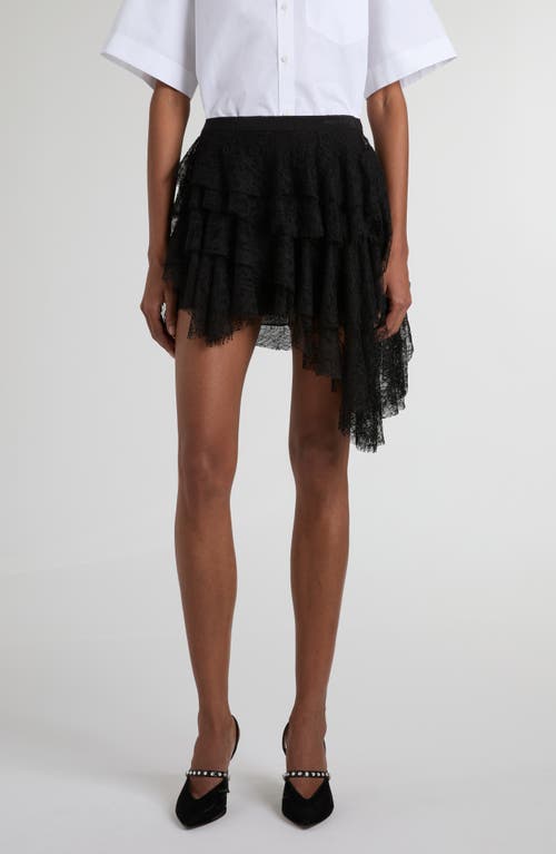 Alexander Mcqueen Mcqueen Tiered Cobweb Lace Miniskirt In Black