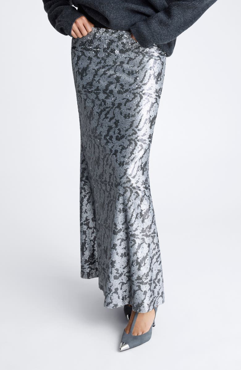 Kenneth Cole Sequin Bias Cut Maxi Skirt, Main, color, Silver Multi