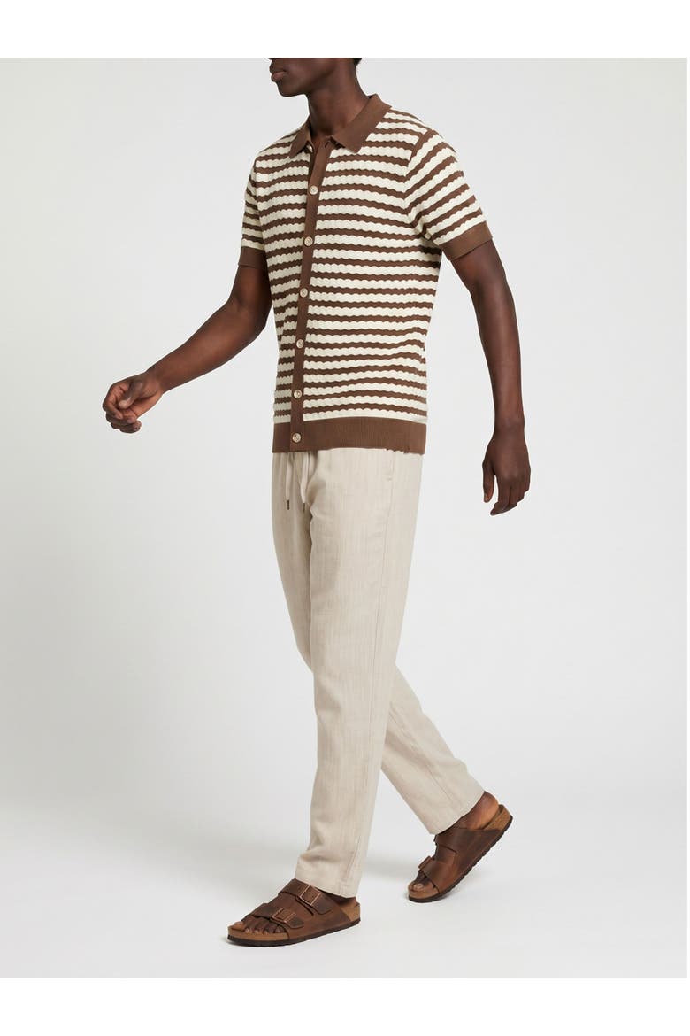 Striped Resort Knitted Shirt, Alternate, color, Mocha & Cream