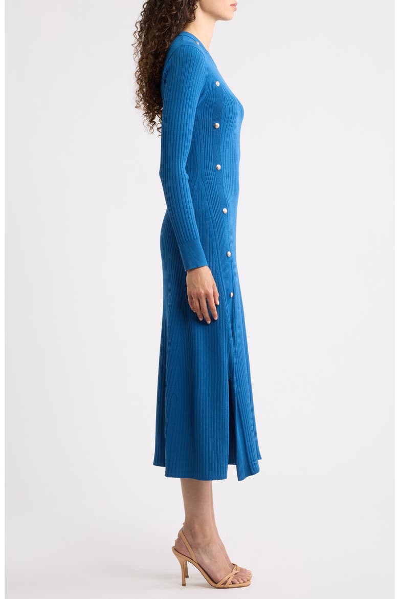 The Tamara Button Detail Long Sleeve Midi Sweater Dress, Alternate, color, BLUE DREAM