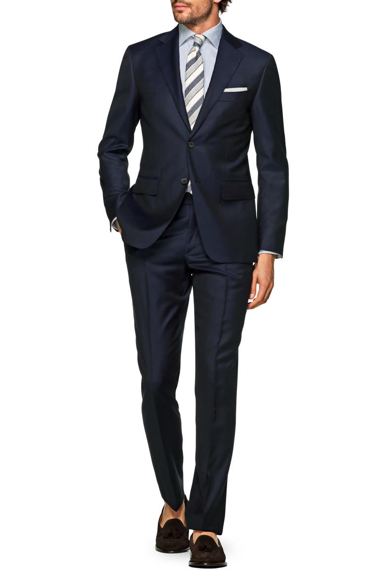 Napoli Slim Fit Solid Wool Suit, Main, color, NAVY