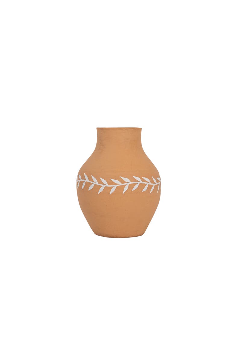 Foreside Home and Garden White Floral Vase Terracotta, Alternate, color, Orange