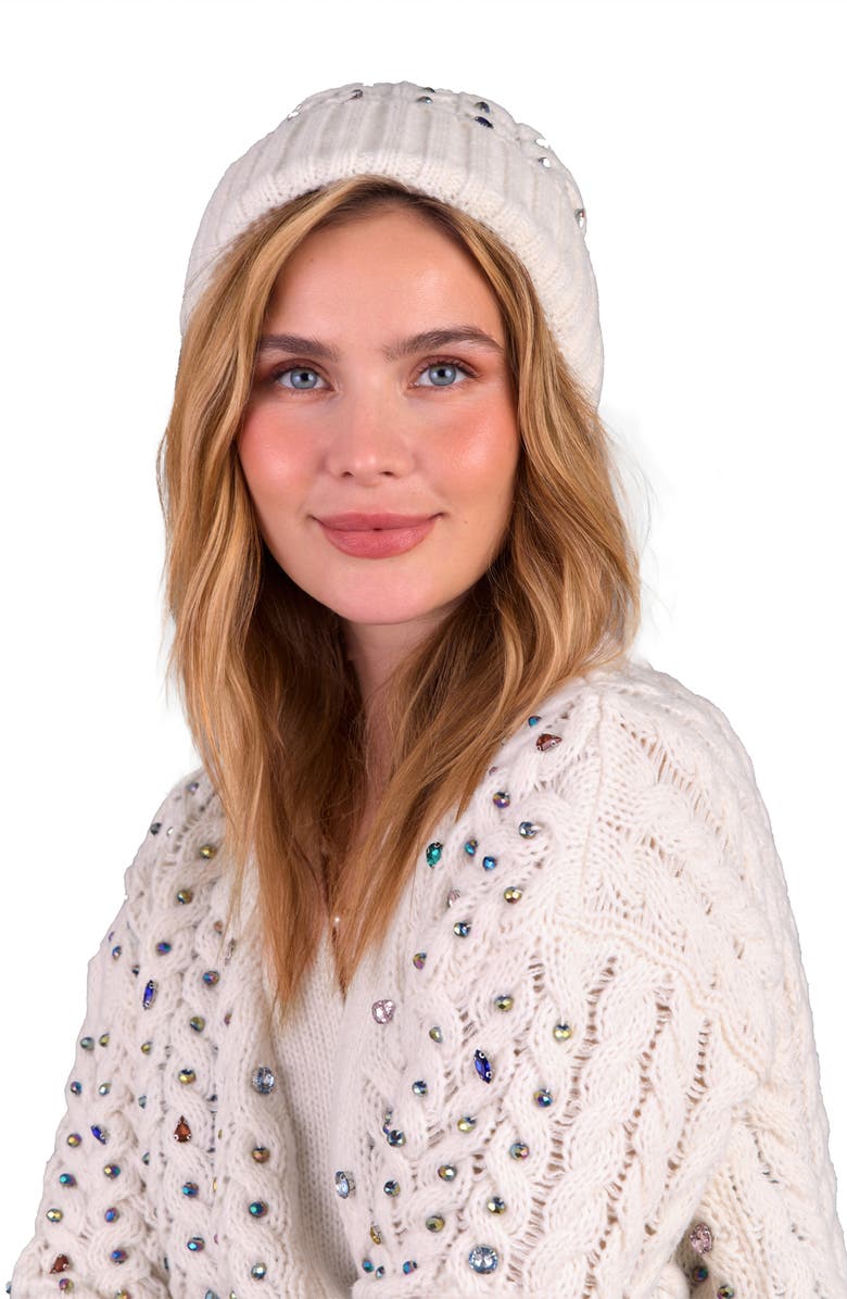 SAACHI Gemstone Cable Knit Hooded Cardigan, Alternate, color, White