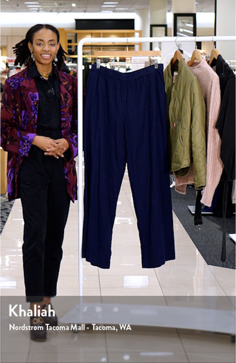 Wide Leg Pull-On Linen Blend Pants