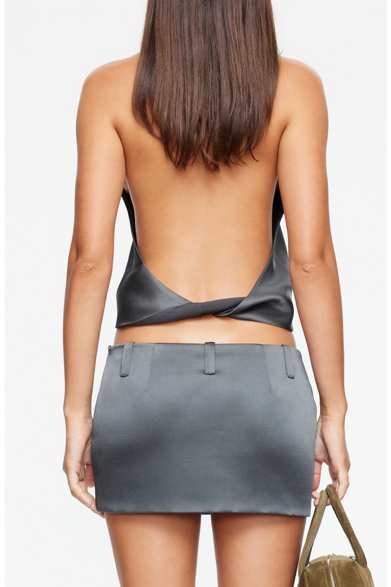 Esme Plunge Halter Neck Open Back Crop Top, Alternate, color, DARK OLIVE