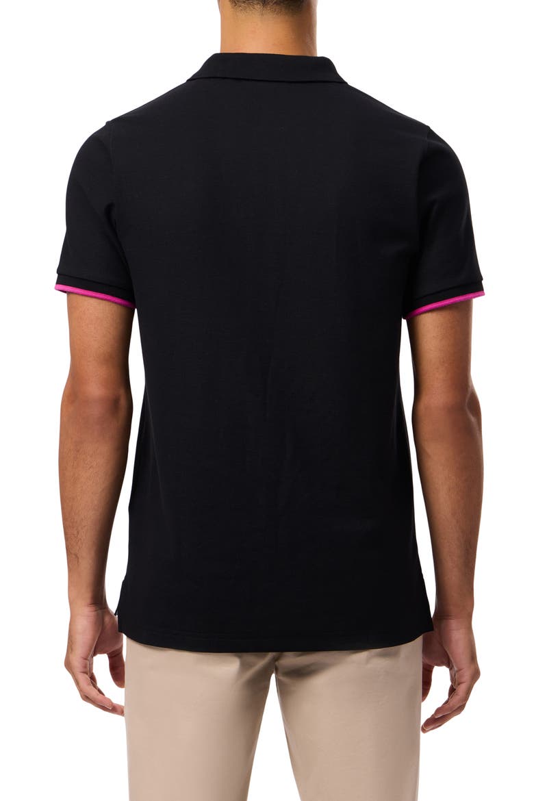 London Tipped Pima Cotton Piqué Polo, Alternate, color, BLACK