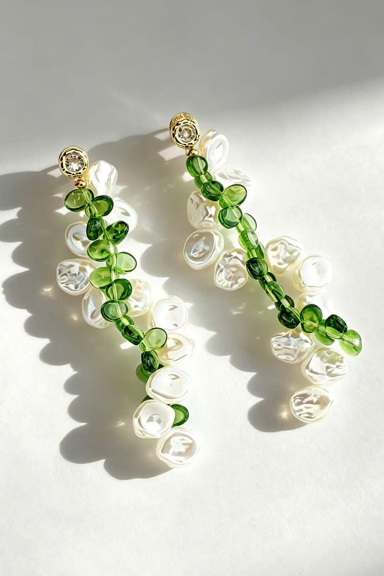 Midori Pearl Earrings, Main, color, Gold