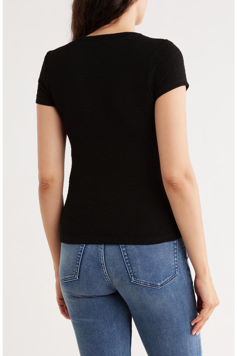 Crewneck Cap Sleeve Top, Alternate, color, BLACK