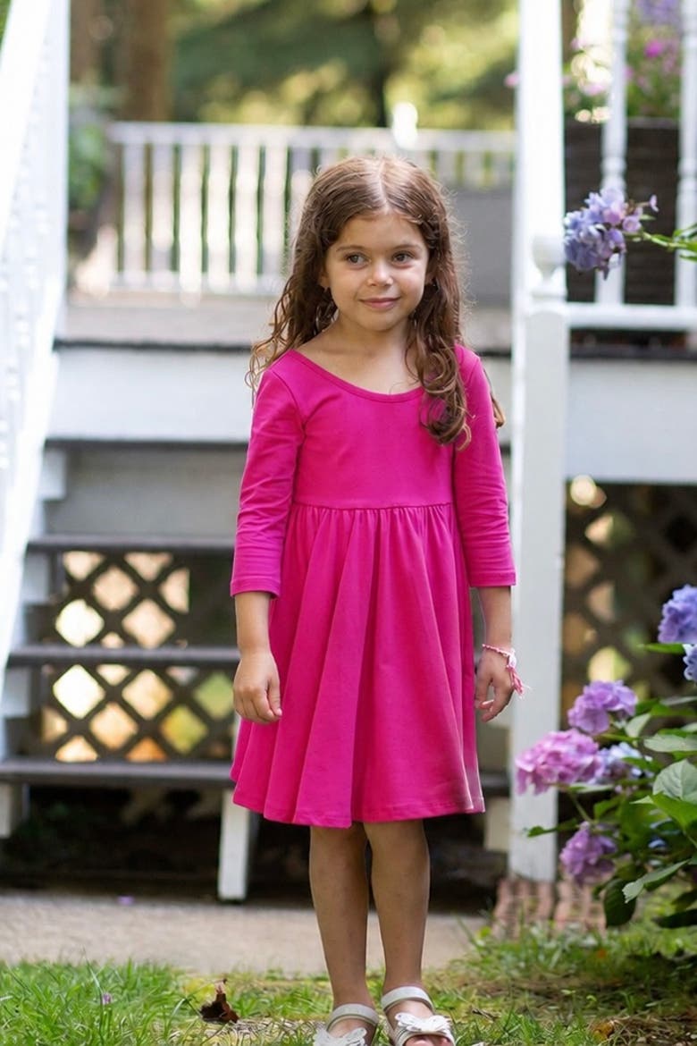 Girls Solid Twirly Dress, Alternate, color, Hot Pink