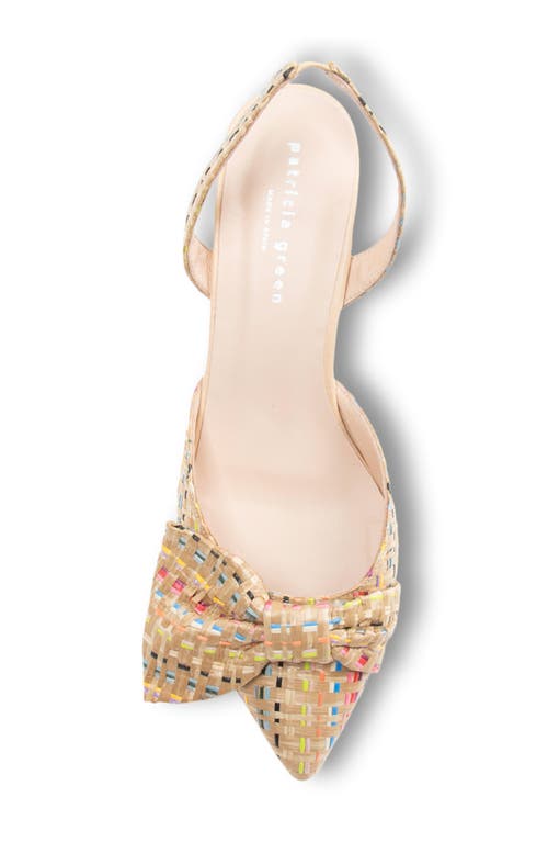 Patricia Green London Bow Pointed Toe Kitten Heel Pump In Rainbow Raffia