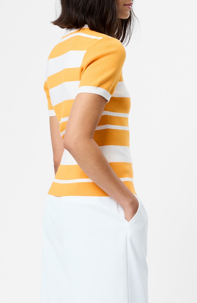 French Connection Maxime Stripe Short Sleeve Top, Alternate, color, Clementine-White