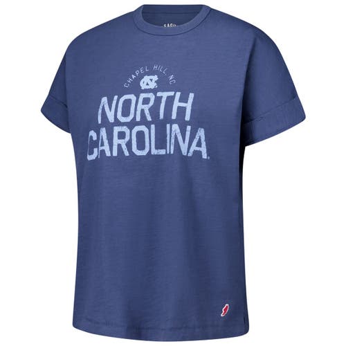League Collegiate Wear Navy North Carolina Tar Heels Slub Rolled Cuff T-shirt In Navy