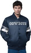 STARTER Men's Starter Navy Dallas Cowboys Triple Option Satin Varsity Vintage Logo Full-Snap Jacket