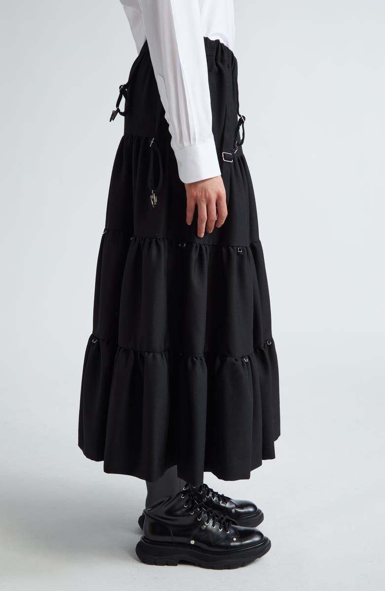 Noir Kei Ninomiya Tiered Wool Gabardine Maxi Skirt, Alternate, color,