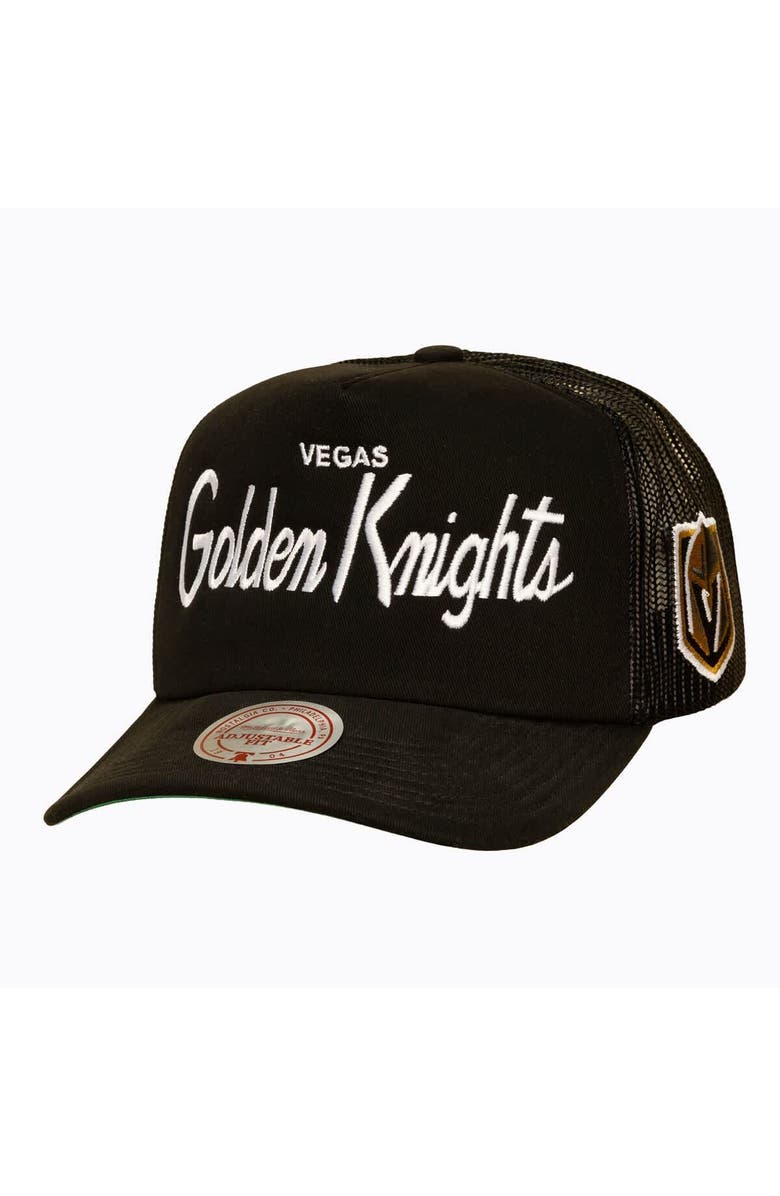 Mitchell & Ness Men's Mitchell & Ness Black Vegas Golden Knights Head Coach Trucker Adjustable Hat, Main, color, Black