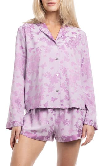 In Bloom By Jonquil Ellise Butterfly Jacquard Short Pajamas In Purple