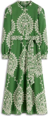 Boden Ava Embroidered Long Sleeve Cotton Midi Dress