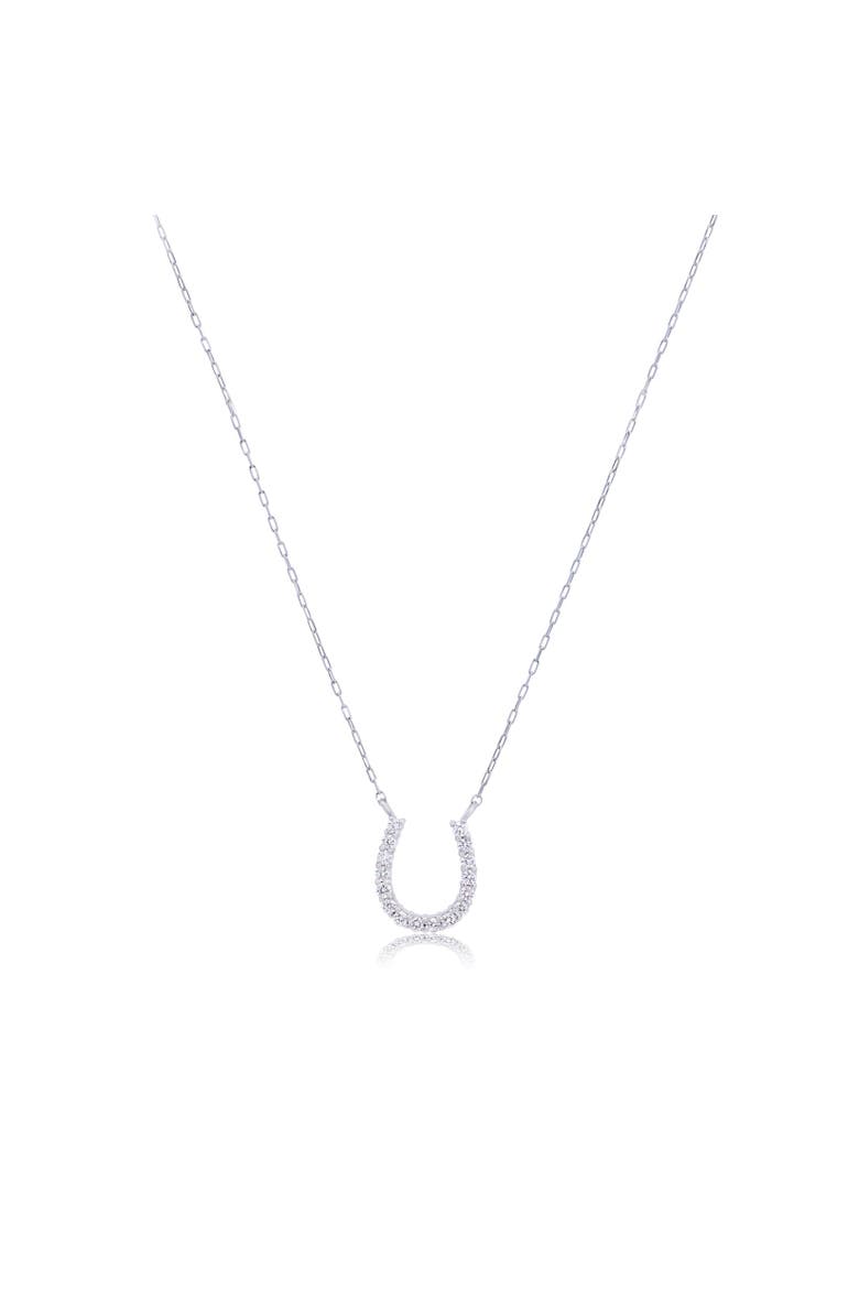 Diamond Horseshoe Necklace, Main, color, White Gold